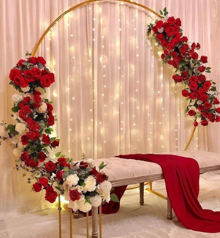 Floral swing backdrop for romantic event