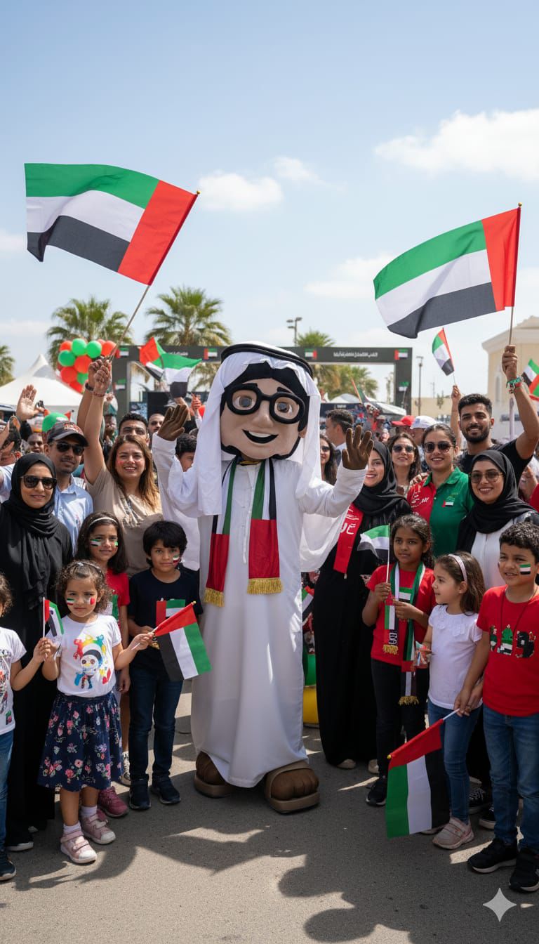 National Day themed mascot activation with a live crowd