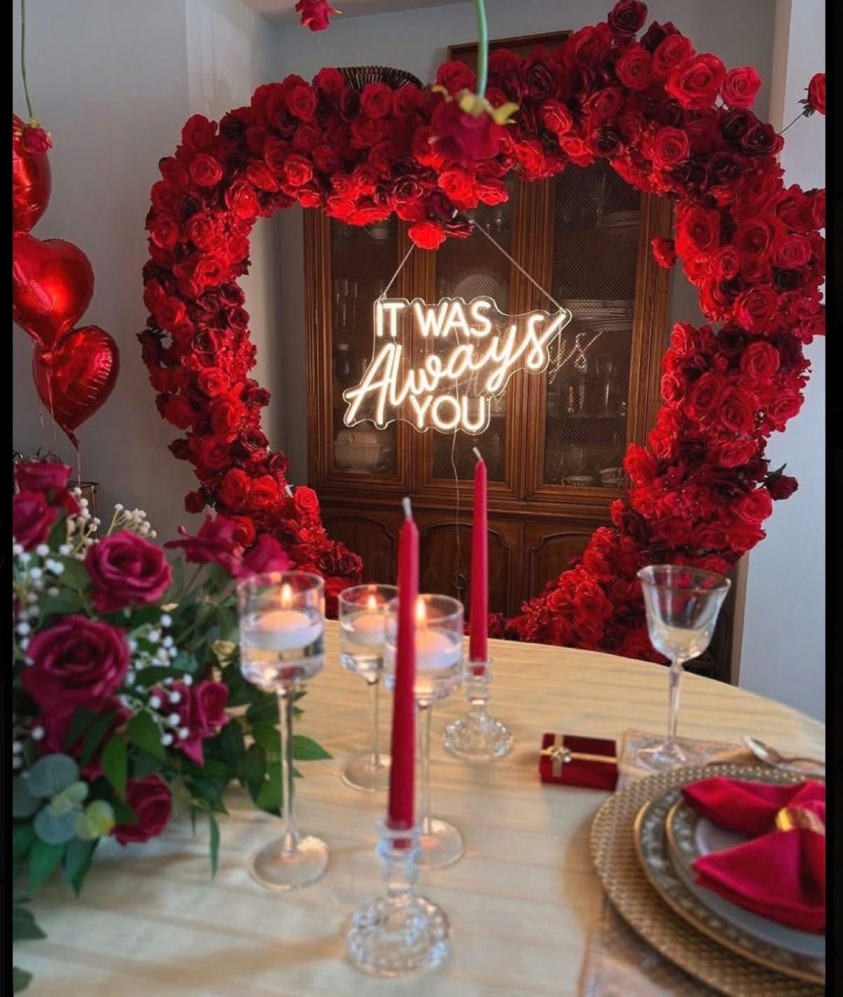 Heart shaped wedding backdrop decor